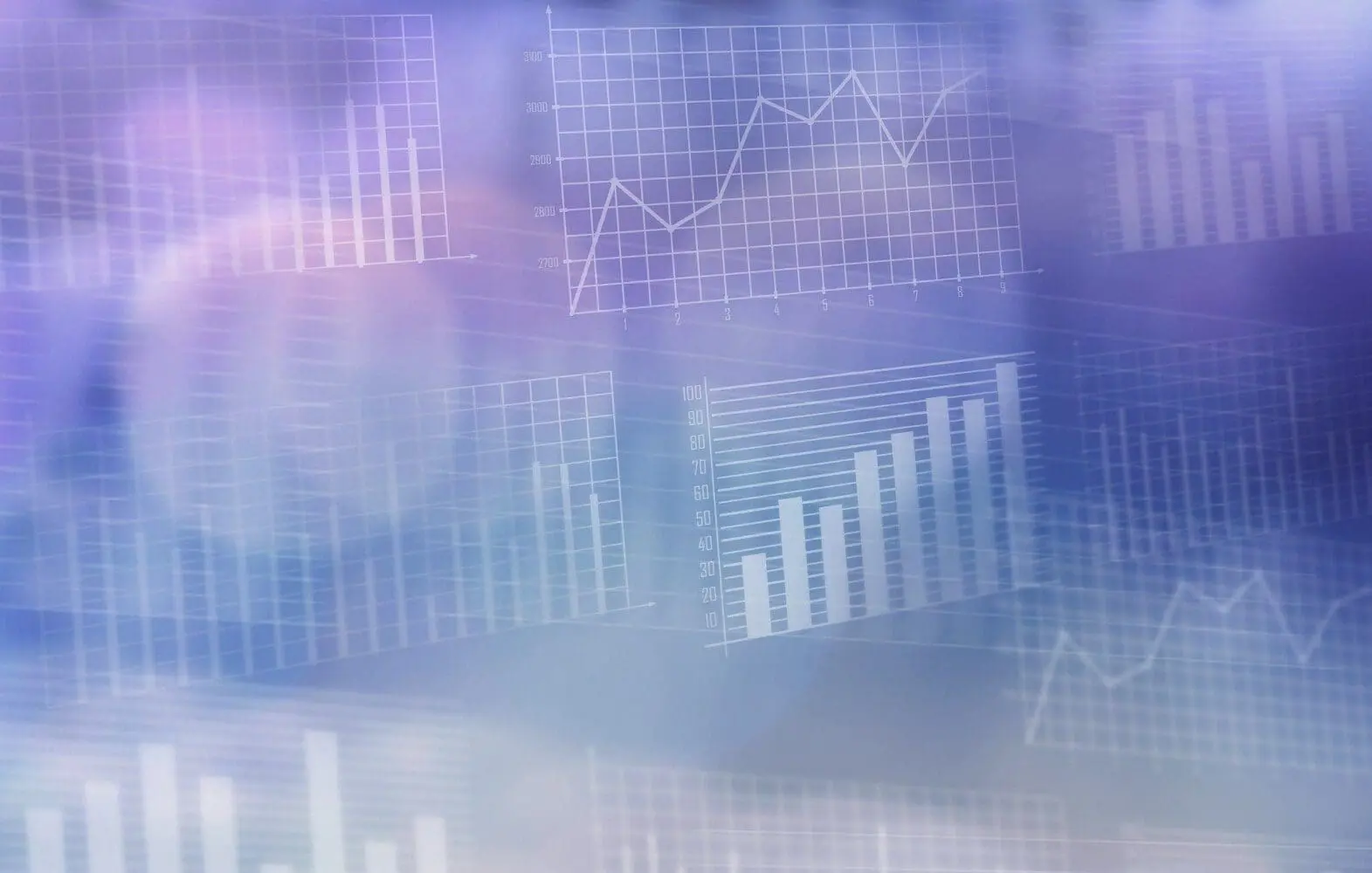 Adherent (formerly Compliance & Risks). An abstract digital background with blue and purple hues, overlaid with semi-transparent line graphs, bar charts, and grid patterns, representing data and analytics.