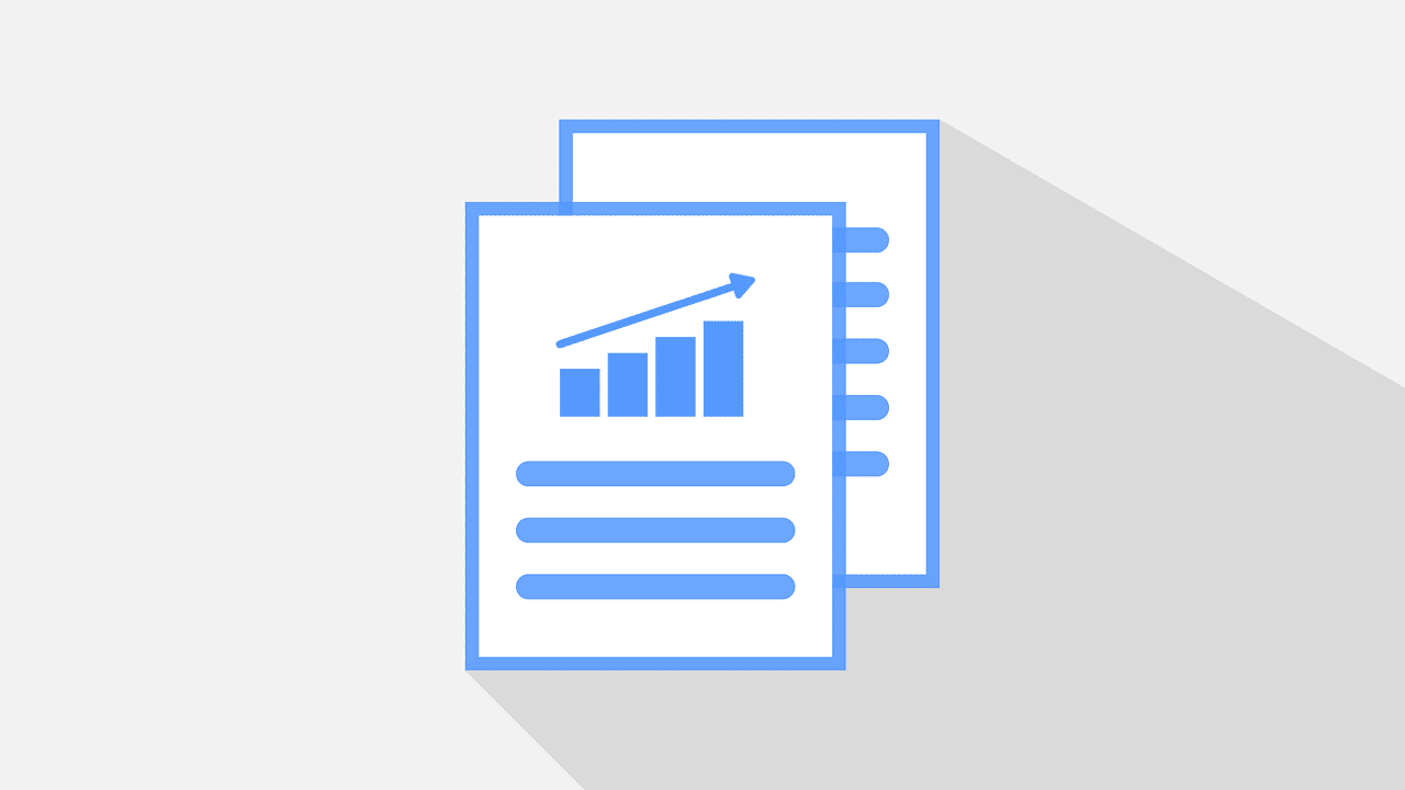 Adherent (formerly Compliance & Risks). Two light blue and white document icons with a bar graph and text on the front one, and bullet points on the back one, casting long shadows on a light gray background.