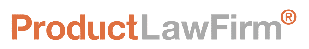 ProductLawFirm logo with 'Product' in orange and 'LawFirm' in gray, followed by an orange registered trademark symbol, all on a black background.
