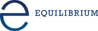 Equilibrium logo with a blue stylized 'e' graphic and the word 'EQUILIBRIUM' in dark blue text on a dark green background.