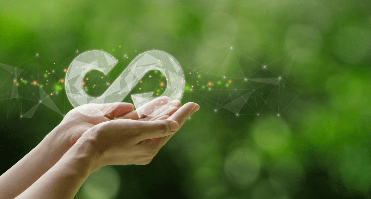 Hands holding symbol for circular economy - concept for EU Circular Economy Act