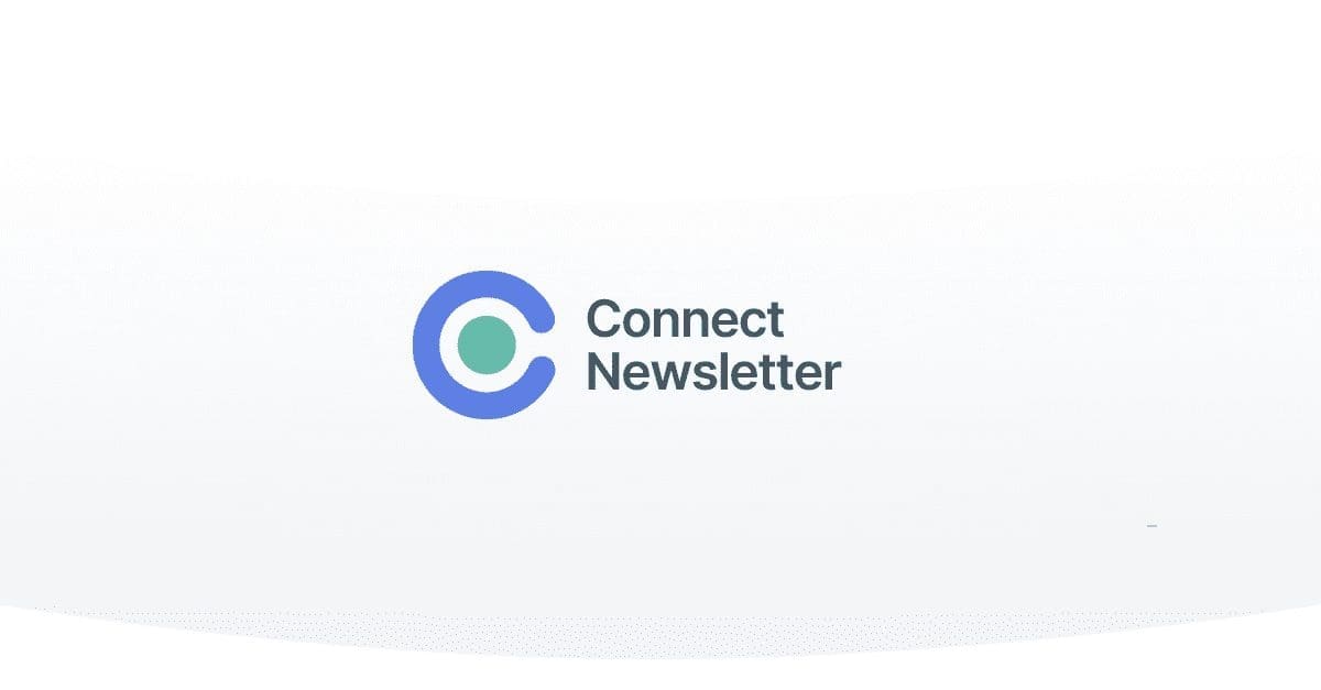 Connect Newsletter logo with a blue 'C' shape and a teal circle in the center, on a light background.