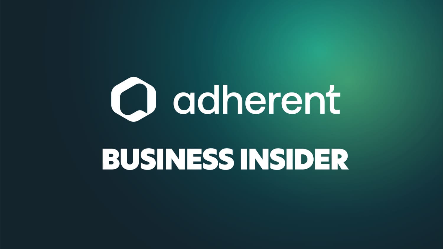 Adherent logo and text 'BUSINESS INSIDER' on a green gradient background.